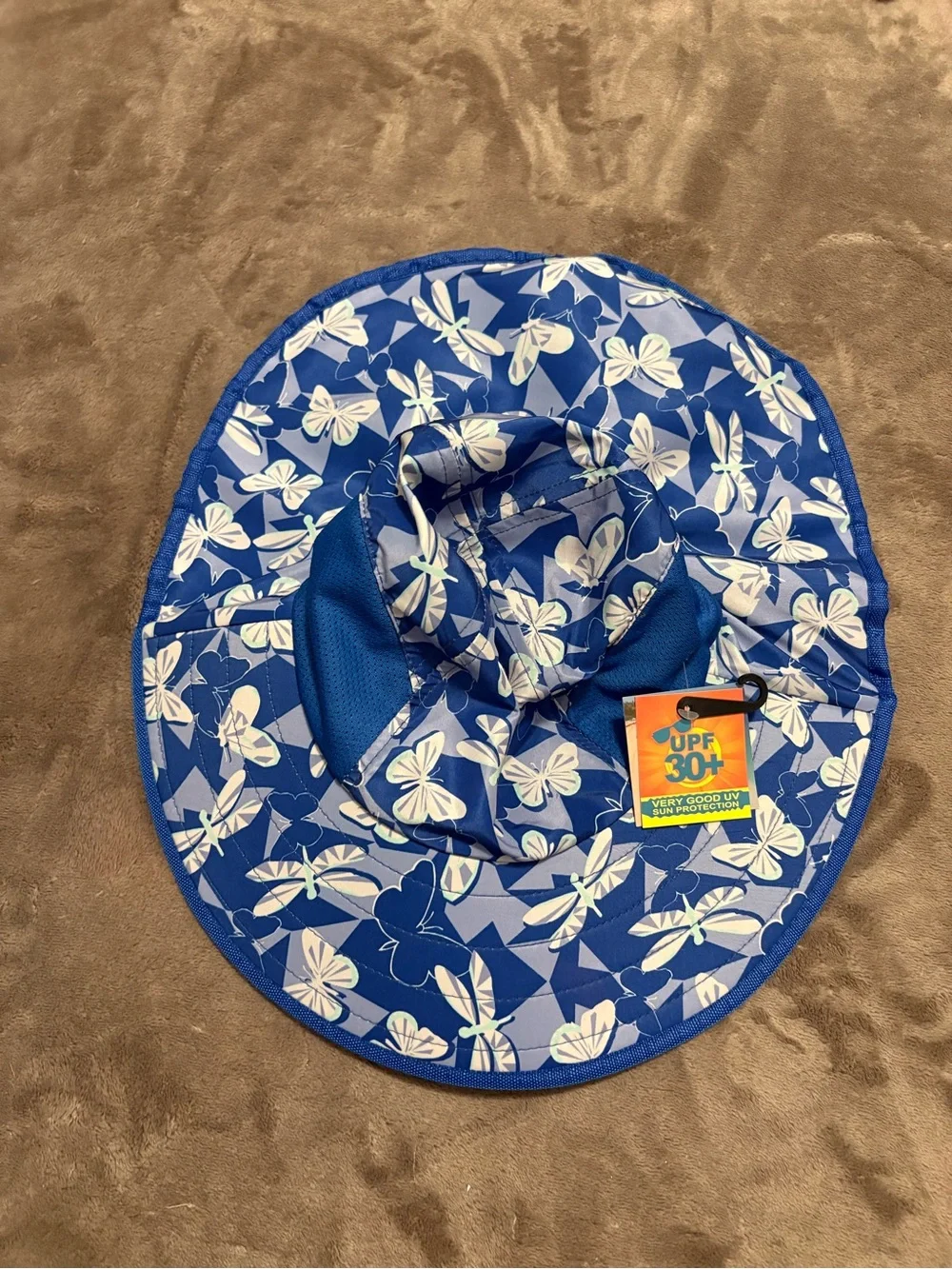 Kids Blue Floral Sun Hat with UPF 30+